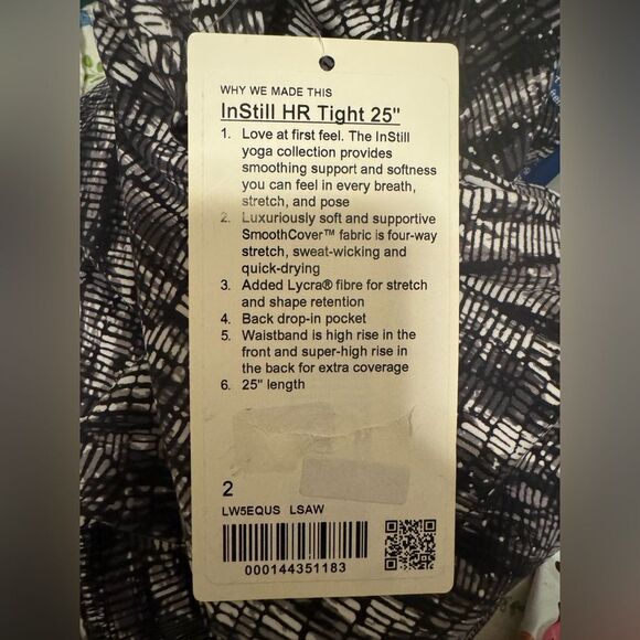NWT New LULULEMON Instill HR High Rise Tight Alpine White Black Print LSAW 2 - Picture 5 of 5